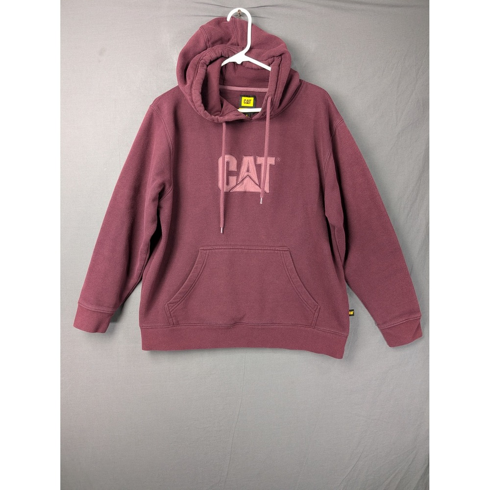 Caterpillar‎ Womens Workwear Hoodie Maroon Burgundy Logo Pullover Size M